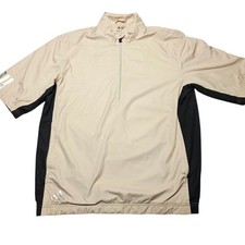 Adidas Golf Men's Climaproof Biege Short Sleeve Windbreaker Jacket Top Small