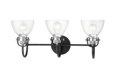 Minka Lavery Monico 3 Light 26'' Wide Bathroom Vanity Light Black / Nickel *NEW*