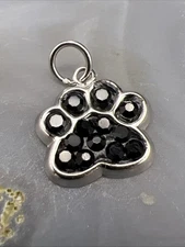 925 Sterling Silver Pendant ~ Dog Paw Love ~ .5” ~ .5g