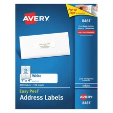 AVERY 5NHK0 PK 5 Inkjet Label,1" H,4" W,PK100 5NHK0