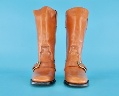 Men's VTG NOS 70s Brown Dingo Buckle Western Boots 8.5 B 1970s
