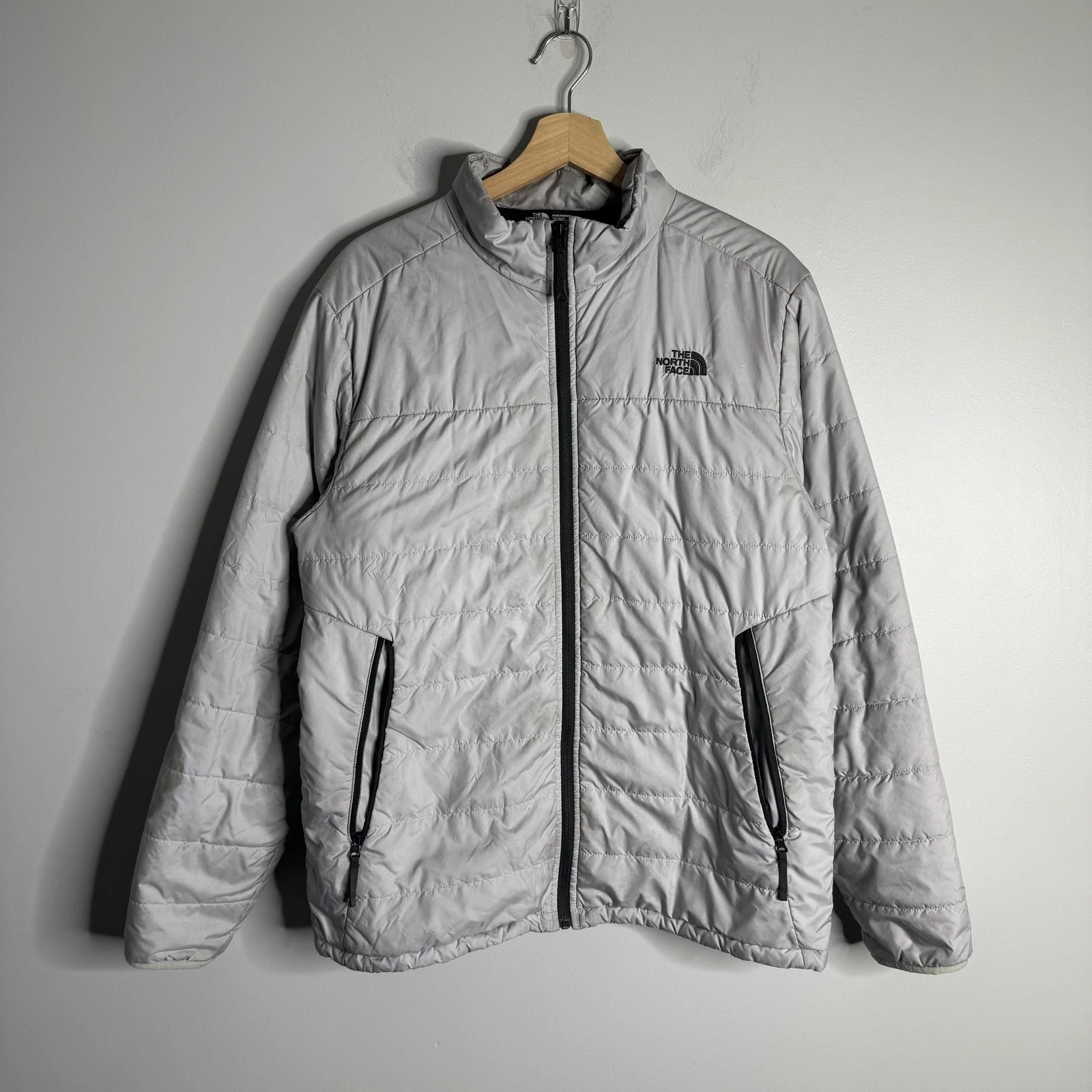 The North Face Jacket Mens Medium Gray Quilted Insulated Full Zip Puffer