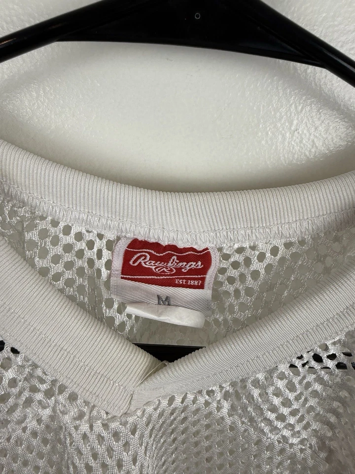 Camisa de treino de futebol vintage branca malha em branco tamanho médio roupa esportiva - Imagem 3 de 3