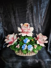 Vintage Capodimonte Porcelain Nuova Flower Basket Centerpiece Italy READ