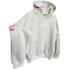 Comfrt Hoodie Sweatshirt Sz L Casual Beige Bone Signature Oversized Soft Fleece