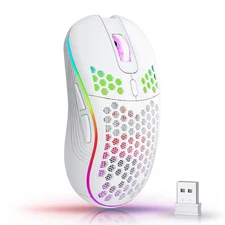 RGB Wireless Gaming Mouse - Ergonomic 6-Button, Type C Rechargeable, 3-Speed DPI
