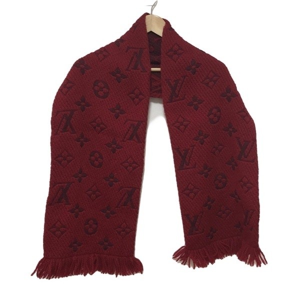 Louis Vuitton Logomania Wool Silk Thermal Scarf in Ruby  