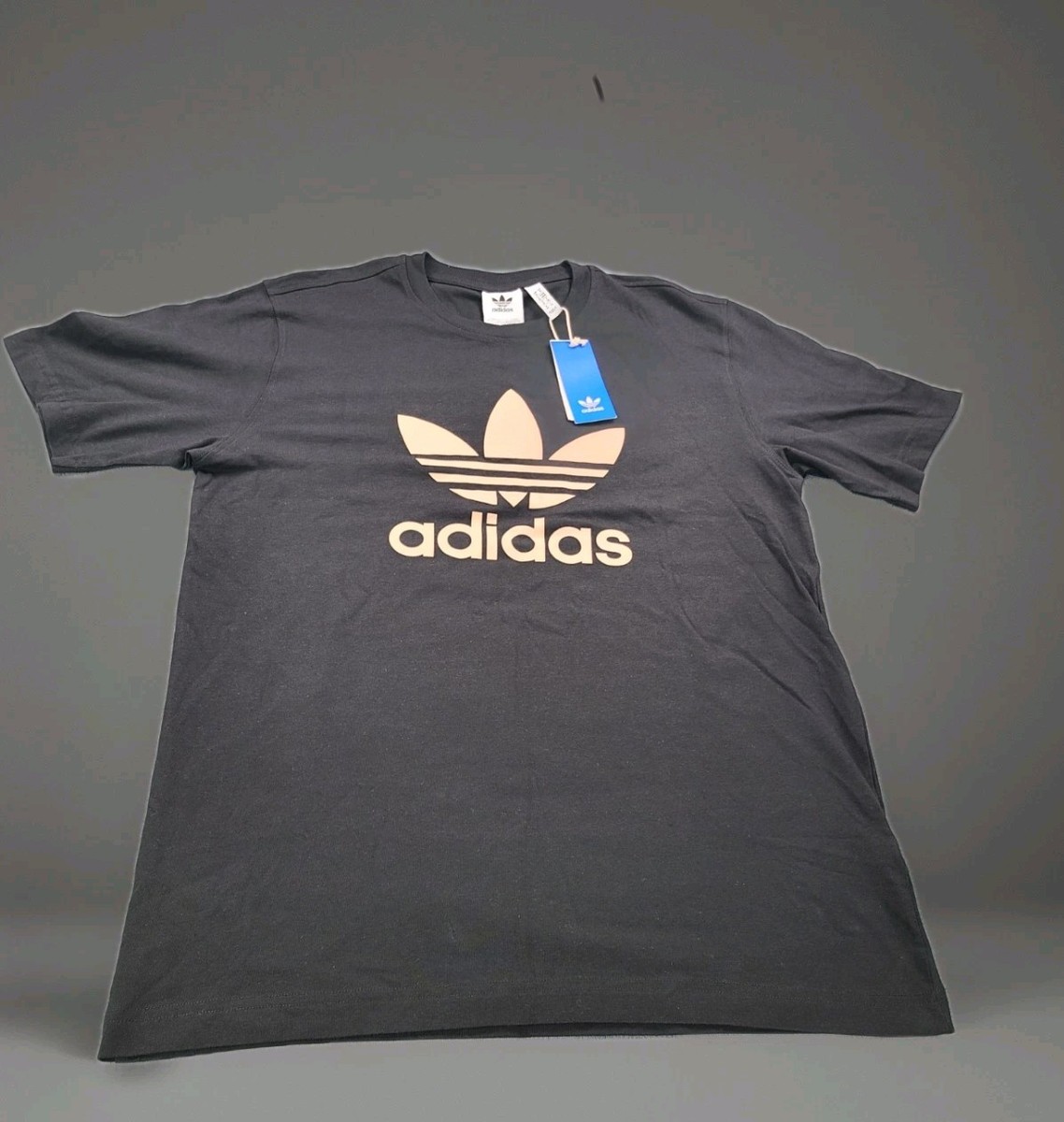 adidas x Originals Trefoil T-Shirt Black With Gold Logo #JP1264