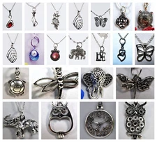 Silver Plated Chain Necklace with Charm Several Choices Great Gift Idea