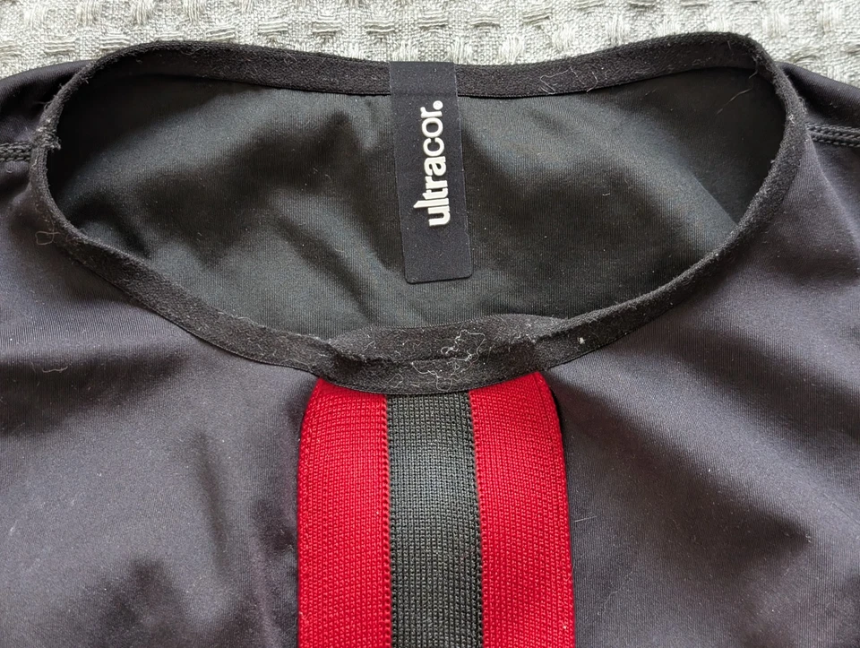 Ultracor спортивный бюстгальтер женщин XS черный красный полоски спортивная спина укороченный верхний йога тренажерный зал - Изображение 2 из 4