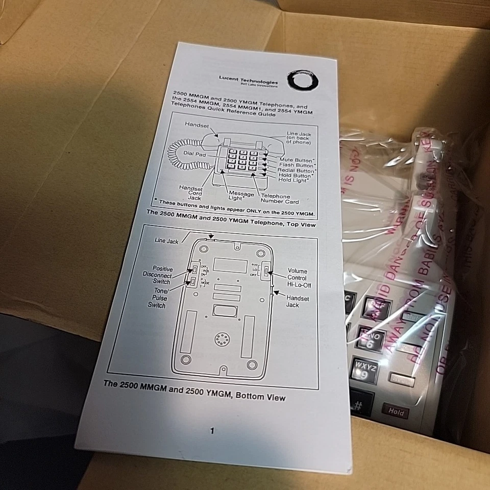 Lucent 2500 YMGM-215 Off White Corded Analog Phone  New In Box - Image 3 of 4