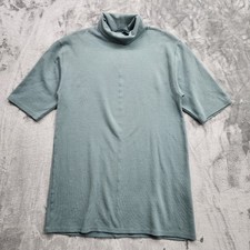 Zara Dress Womens L Green Gray Turtleneck Half Sleeve Oversized Pullover Casual