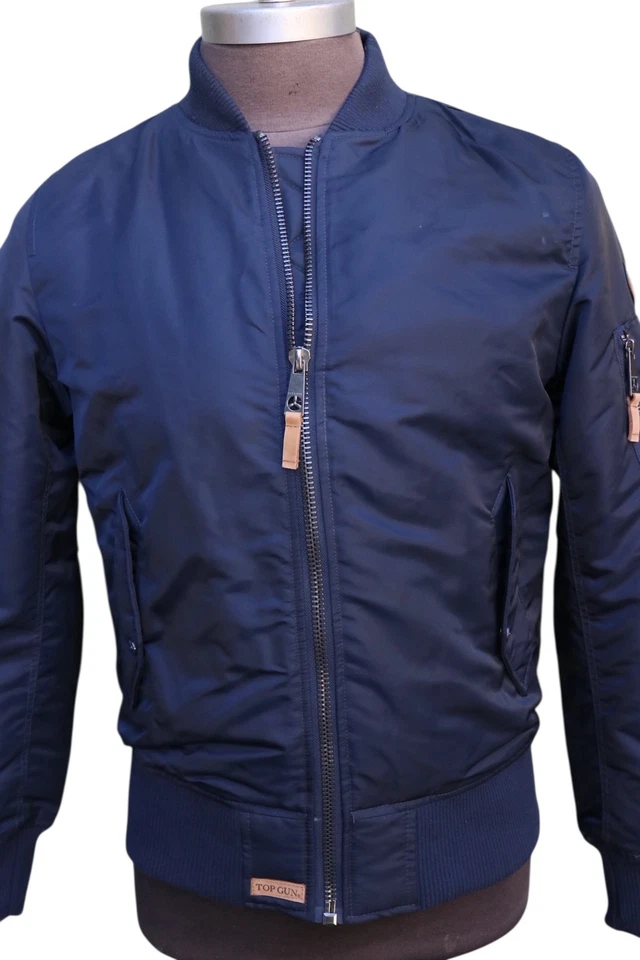 Top Gun New York MA-1 Blue US Air Force Flight Bomber Jacket Zip Up Men’s SZ M - Image 2 of 4