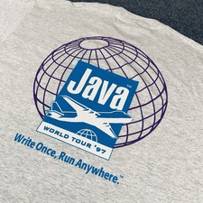 Vintage 90s Software Promo T-shirt JAVA World Tour 97. Sun Microsystems. LEE XL
