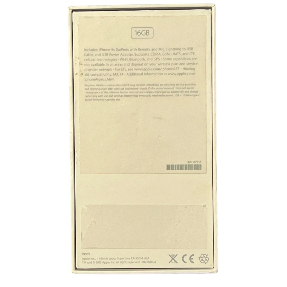 iPhone 5s Caja VACÍA Original Apple Embalaje Insertos Manuales Blanco 4 Pegatinas Foto 4 de 4