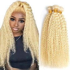 613 Blonde Bundles Human Hair 18 20 22 Inch Curly Wave Blonde 613 Human Hair Bun