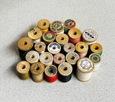 VTG 24 Wooden Spools Thread Various Sizes Belding Corticelli Clark JP Coats
