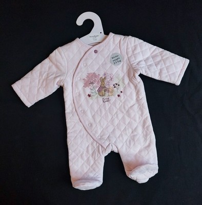 Baby Girl Peter Rabbit Lilac Padded Quilted Sleepsuit 2.5 Tog 0/3 Months