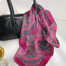100 Mulberry Silk 43" Women Large Square Scarf Neckerchief Wrap Turban Bandana