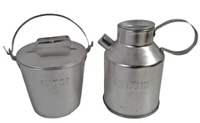 Vintage Aluminum Milk Can Creamer/Bucket Sugar Set Dairy Farmhouse Hong Kong