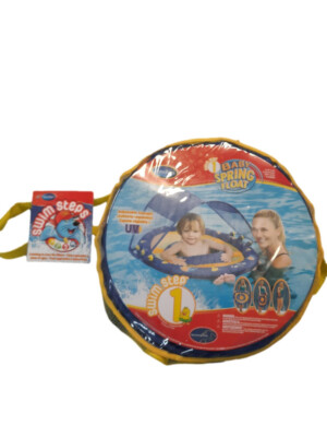 SwimWays Baby Spring Float w/ Sun Canopy 9-24 Mths Swim Step 1 Duck NIP