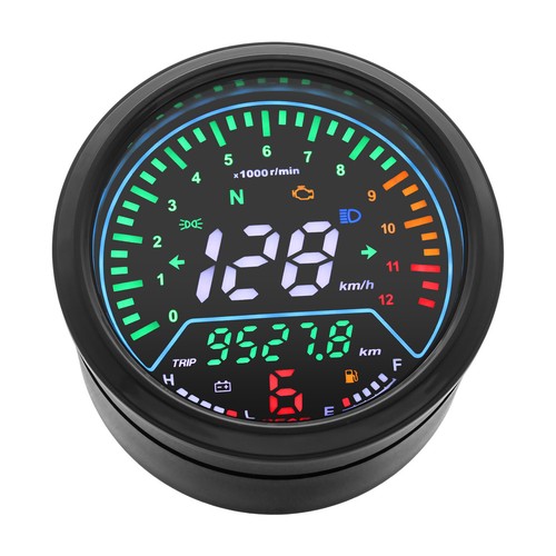 12V LCD Digital Motorcycle Speedometer Odometer Tachometer Gauge Fuel Meter Volt - Picture 6 of 14