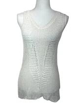 CABI Crochet Linen Tank Top White Sz XS #694 EUC
