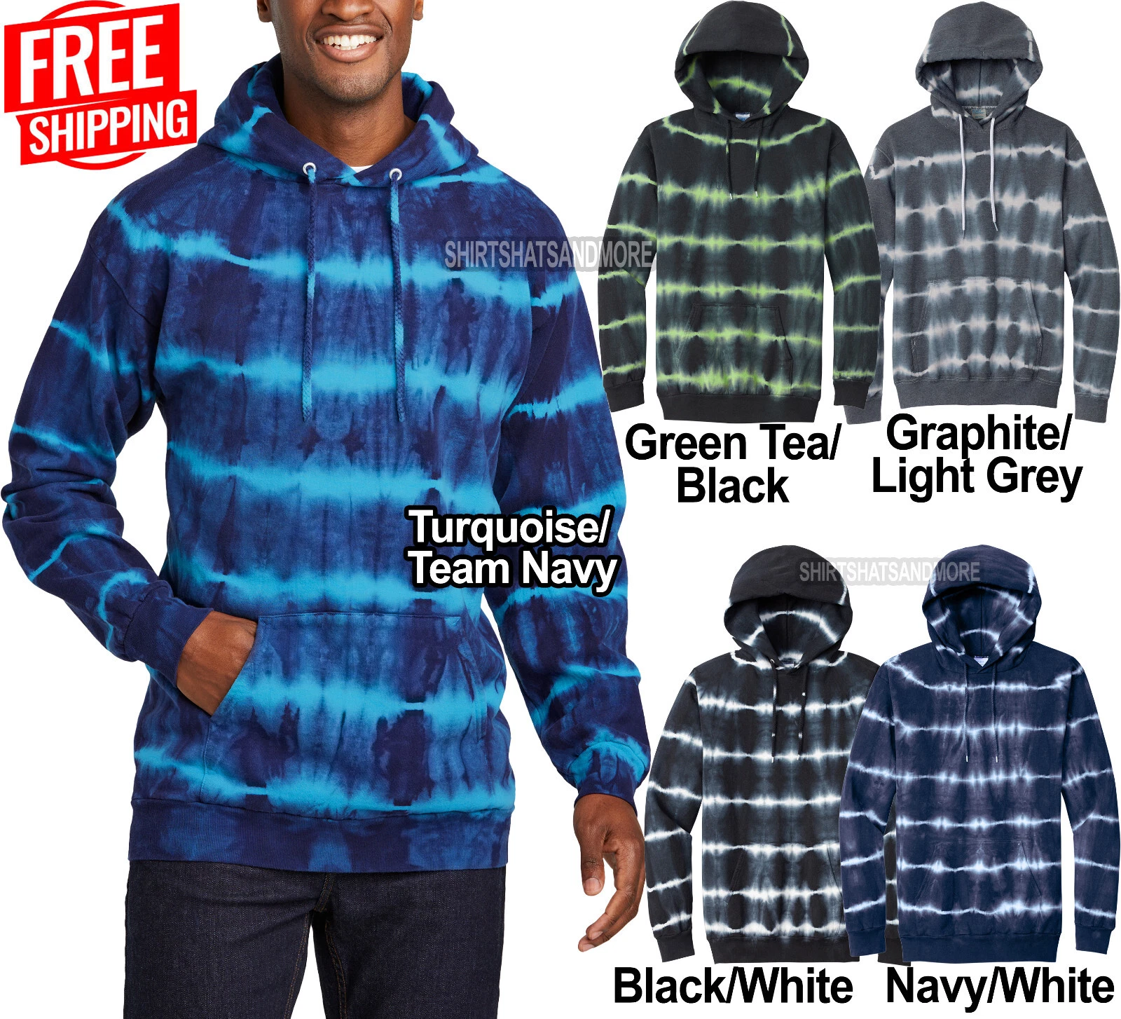 Mens Allover Striped Inky Hue Tie Dye Fleece Hoodie Tye Die Hoody S-4XL NEW!
Opens in a new window o