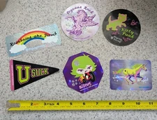 LOT of 6 NEW snarky skate stickers Yum Pop unicorns are stupid Oopsy Daisy punk