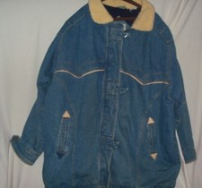 Vintage Women Andy Johns Denim Jean Biker Jacket Lined Sz Xl Elastic Waist