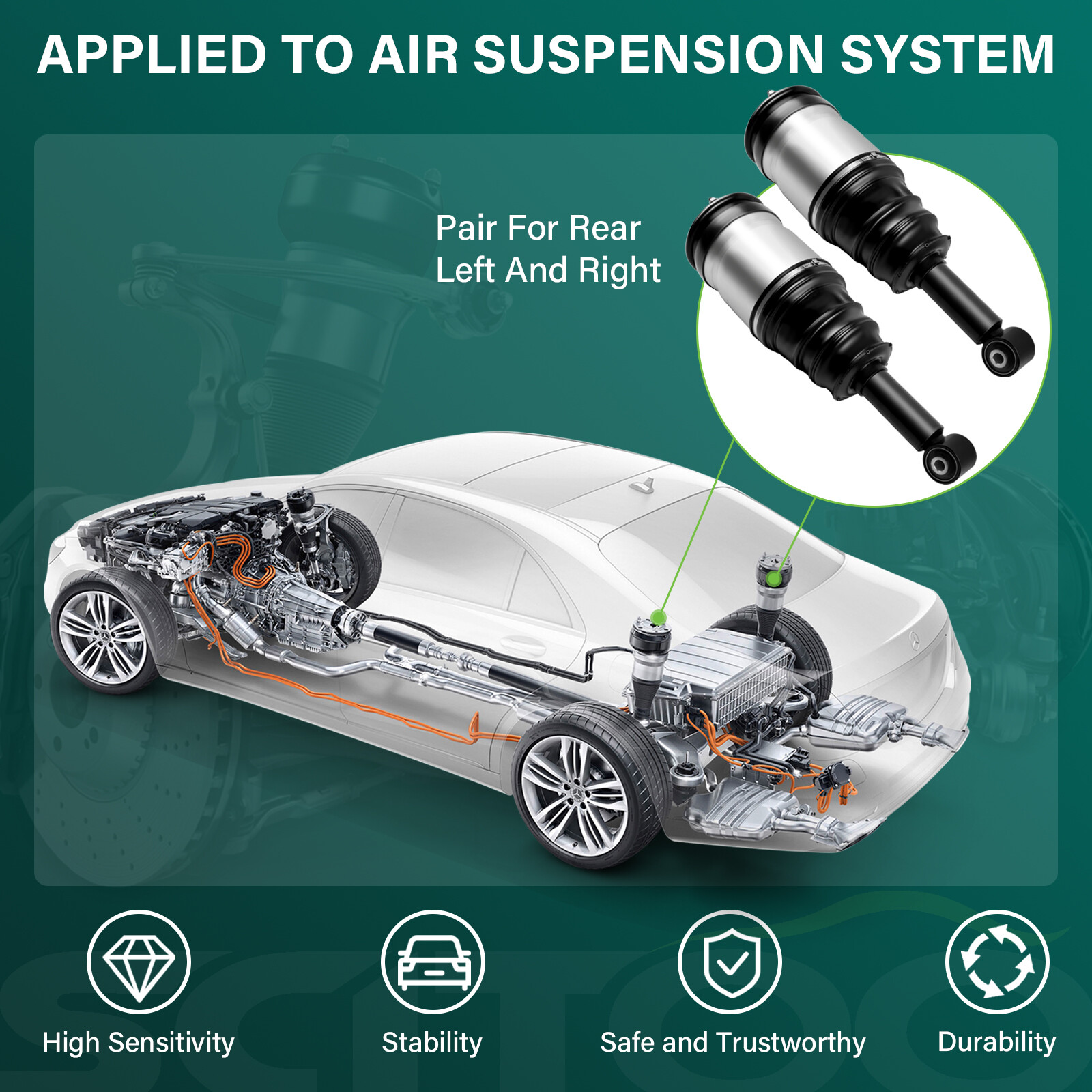 4PCS Air Suspension Struts Rear + Front For Land Rover Range Rover Sport LR3 RTD
