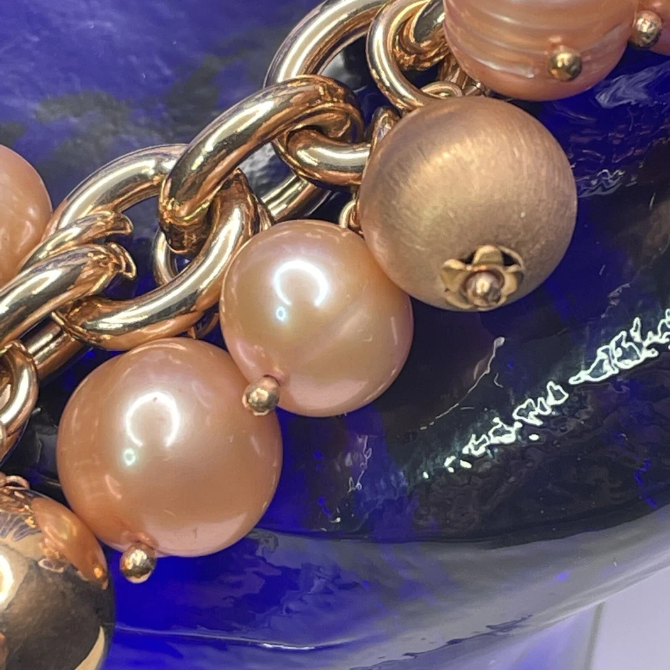 Pulsera Honora Bronce Italia Perlas Rosa y Rosa Bronce Cuentas Dije tamaño 7.5 pulgadas Foto 4 de 4