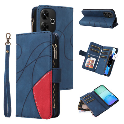 Zip Magnetic Card Wallet Case Cover For Xiaomi Redmi Note14 Pro 12 11 A5 10A 9