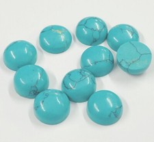 Natural Blue Turquoise Round Cabochon Loose Calibrated Gemstone 3MM TO 15MM