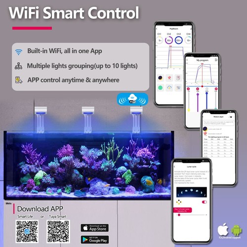 PopBloom RL90 WiFi Reef Led Aquarium Light for Saltwater Coral 36 48 60 72" Tank - Picture 6 of 16