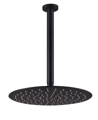 Matte Black 10'' Round Shower Head Celling Mounted Rainfall Style Stainless Steel