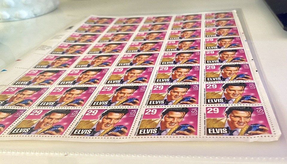 USPS Elvis Presley Stamps Rock & Roll 1992 Full Sheet of 40 - 29 Cent ...