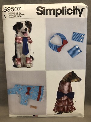 Simplicity S9507 Pet Costume Dress with Collar, Cuff & Tie One Size
