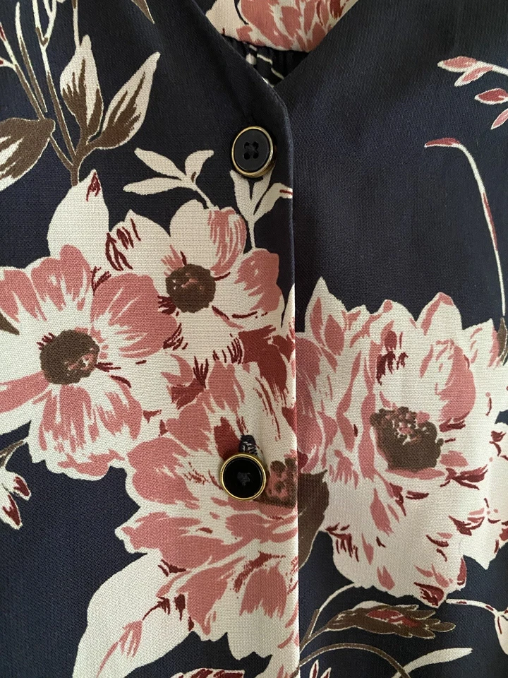 41 Боярышник женское платье размер маленький темно-синий цветочный 3/4 рулон вкладка рукав - красивый - Изображение 2 из 4