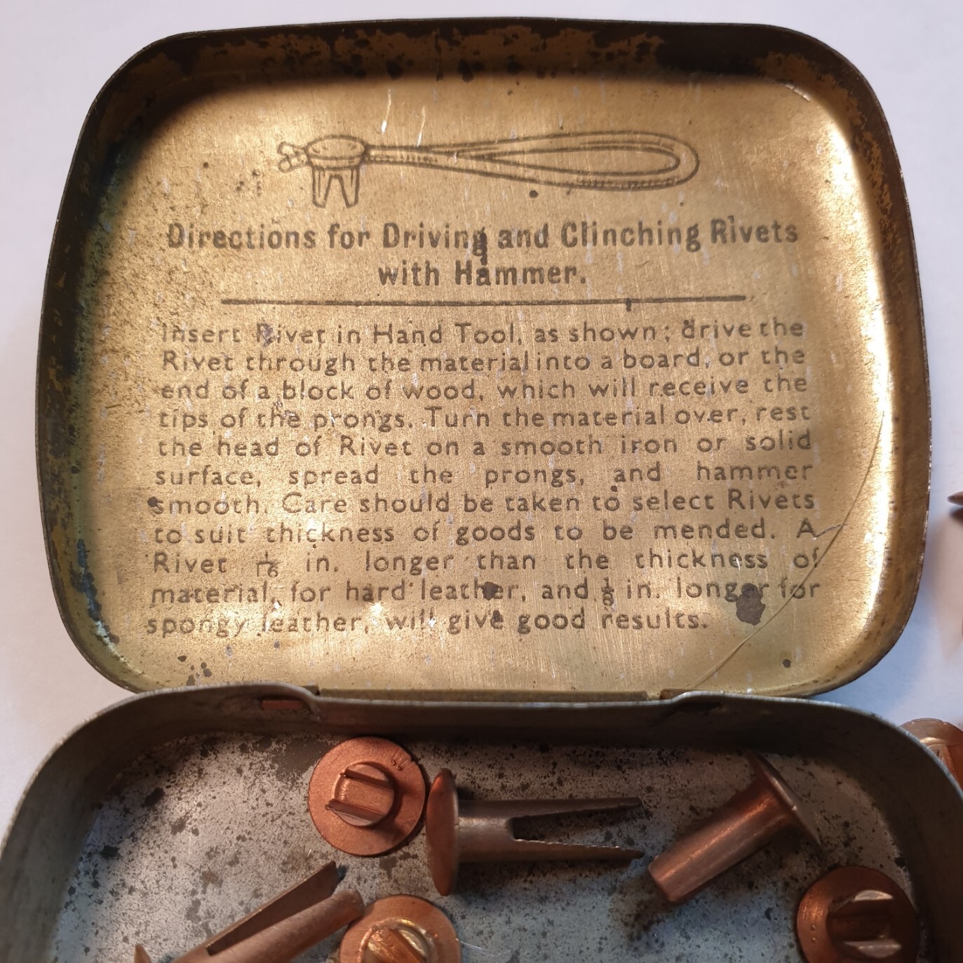 Vintage Bifurcated Rivets Assorted No 9 Tin, made in England Aylesbury