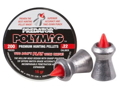 PREDATOR INTERNATIONAL, INC. JSB PREDATOR POLYMAG 200 Count POINTED 5.5mm .22 Caliber Premium Airgun Pellets