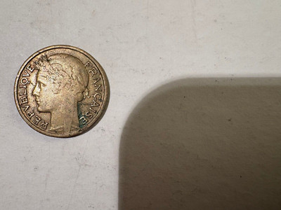 1937 France Bronze 50 Centimes Coin; FINE/VERY FINE Condition