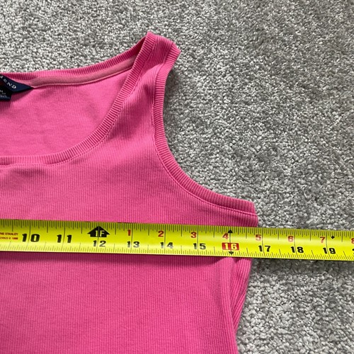 Lands' End Basic Tank Top Womens Medium Solid Pink Round Neck Ribbed Knit Casual - Picture 11 of 12