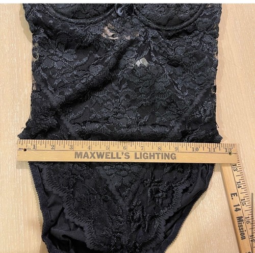 Vintage Victorias Secret Body Gold Label Second Skin 80er schwarz Satin Teddy 36A - Bild 3 von 9