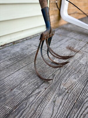 king　of the 蕨手 Antique Norcross 5 Tine Hand Claw Cultivator Rustic Yard Garden