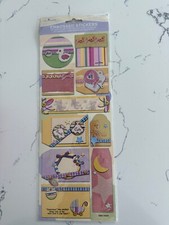 Miss Elizabeth's Scrapbook Embossed Sticker Tags Smile NewBorn Love You Baby Fun