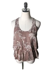 Mine Top Women's Size Medium Pink Floral Cotton Blend Sleeveless