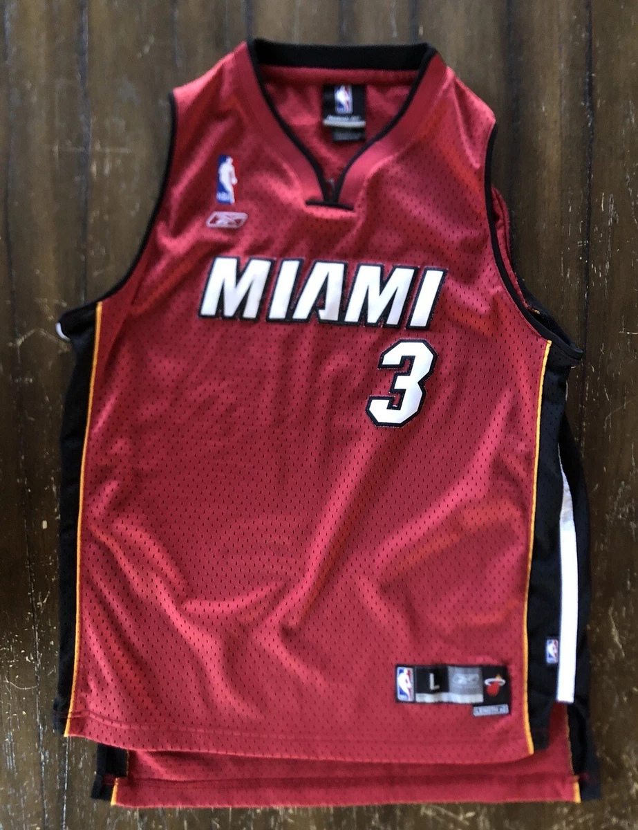 Vintage Reebok Dwayne Wade Stitched Jersey Youth Size Large 14 16 Miami Heat