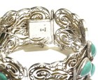 BJ Designer 925 Sterling Silver ornate turquoise gemstone bangle bracelet 54.5g — photo 4