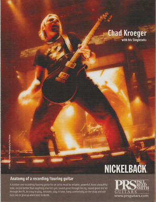 2008 PRS Guitars - Singer Chad Kroeger Nickelback Rock Band - Print Ad Photo